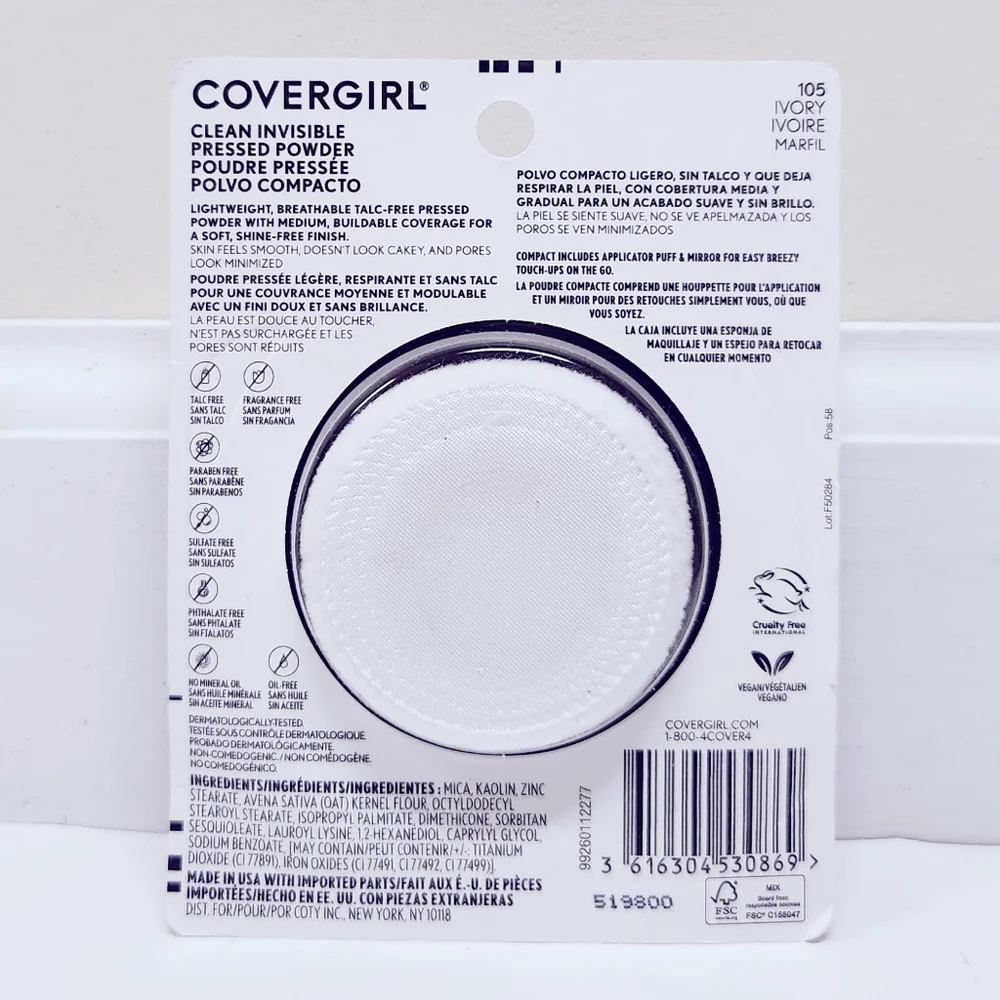 ⭐4/$15 Covergirl Clean Invisible Pressed Powder Ivory